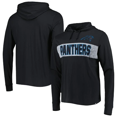 Men's '47 Black Carolina Panthers Field Franklin Hooded Long Sleeve T-Shirt