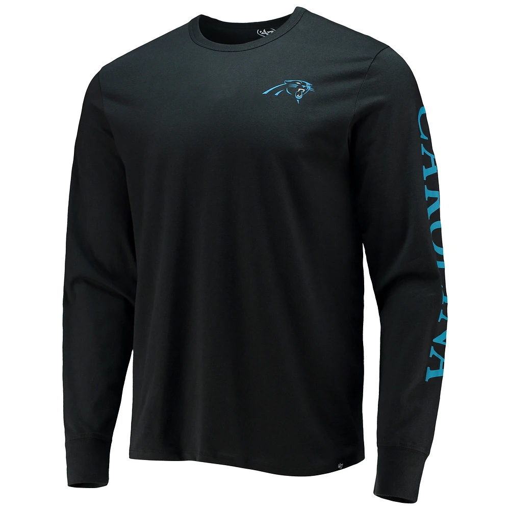 Men's '47 Black Carolina Panthers Franklin Long Sleeve T-Shirt