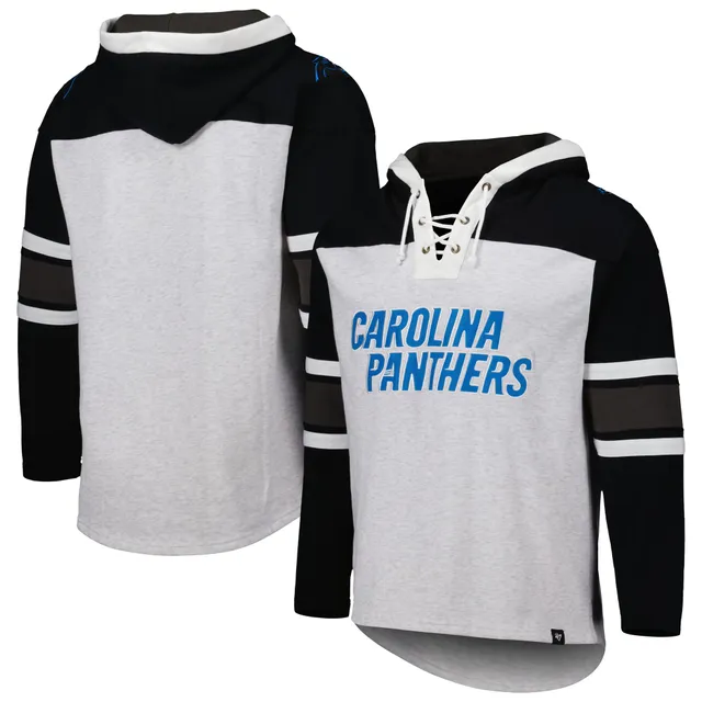 Women's Antigua Heather Gray/Black Carolina Panthers Victory Raglan Sleeve Pullover Hoodie Size: Small