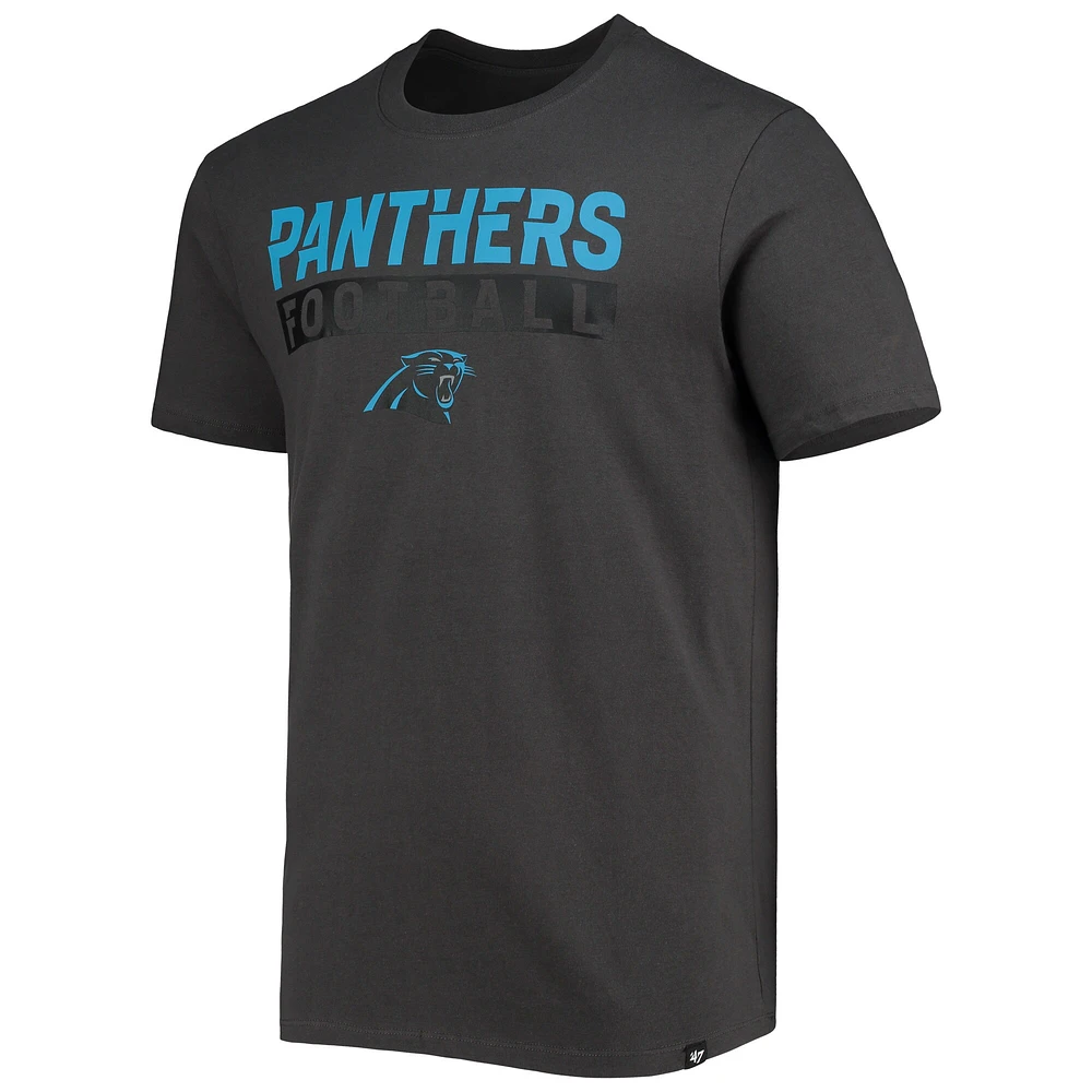 Men's '47 Charcoal Carolina Panthers Dark Ops Super Rival T-Shirt