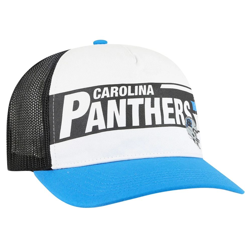 Men's '47 White/Blue Carolina Panthers Stack Line Hitch Trucker Adjustable Hat