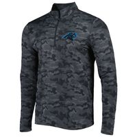 Men's Antigua Black Carolina Panthers Brigade Quarter-Zip Sweatshirt