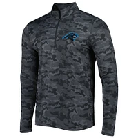 Men's Antigua Black Carolina Panthers Brigade Quarter-Zip Sweatshirt
