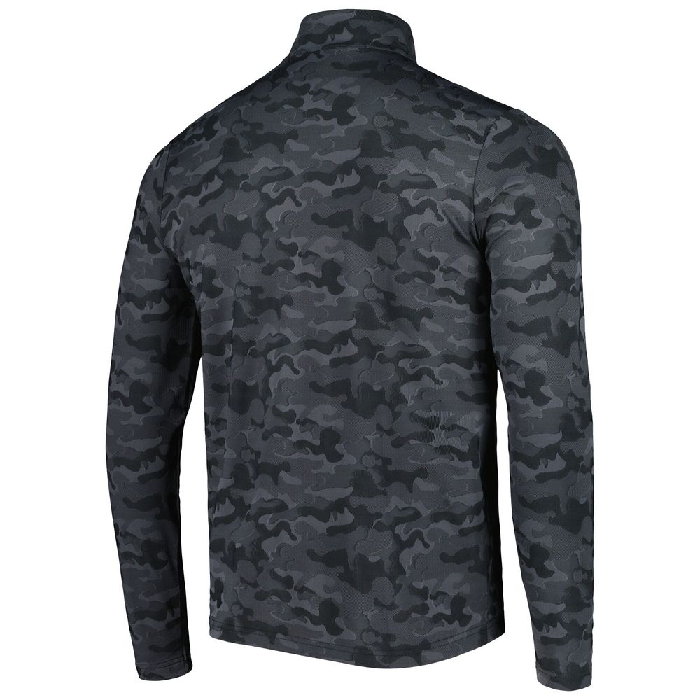 Men's Antigua Black Carolina Panthers Brigade Quarter-Zip Sweatshirt