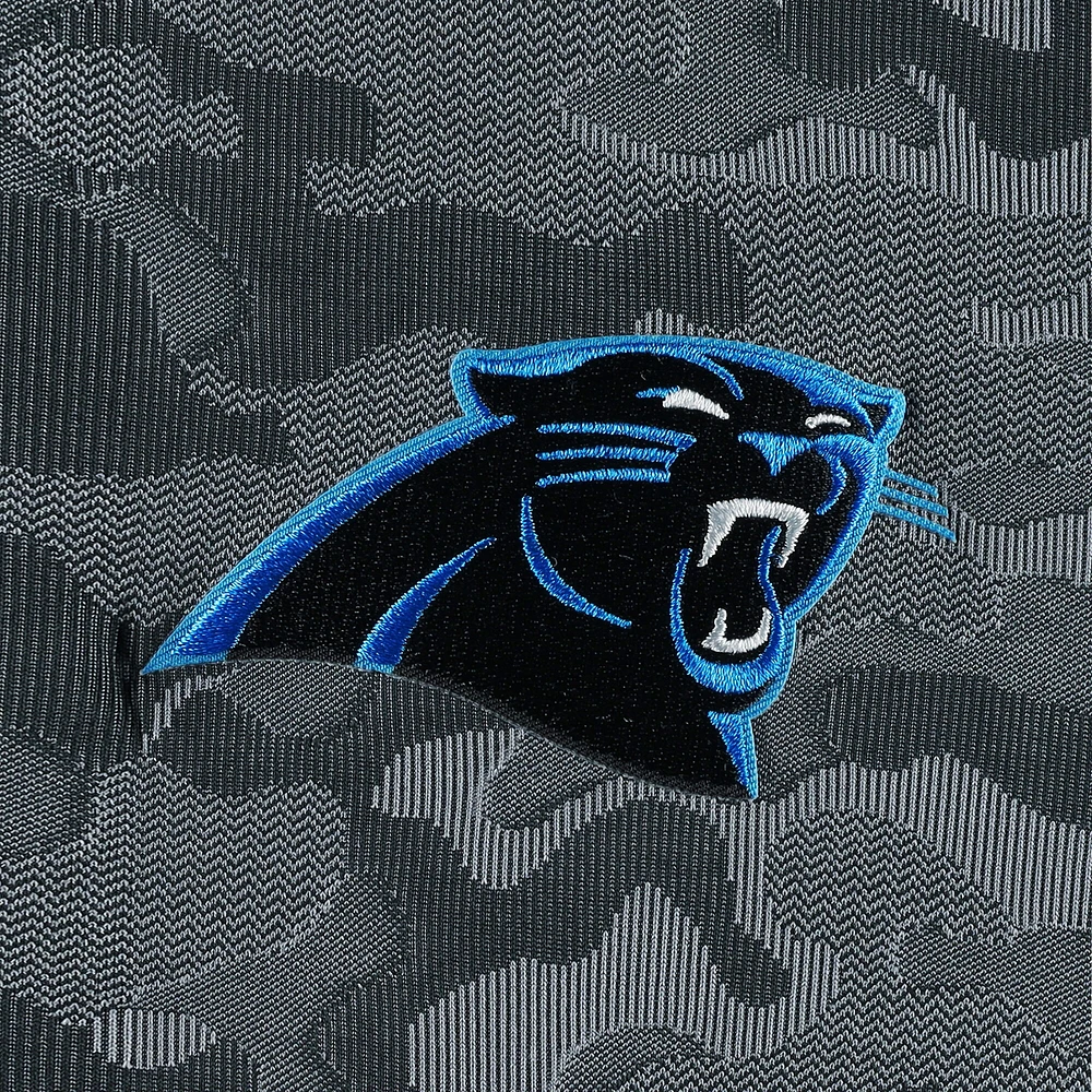 Men's Antigua Black Carolina Panthers Brigade Quarter-Zip Sweatshirt
