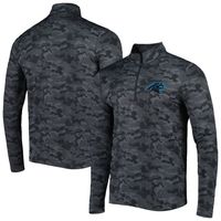 Men's Antigua Black Carolina Panthers Brigade Quarter-Zip Sweatshirt