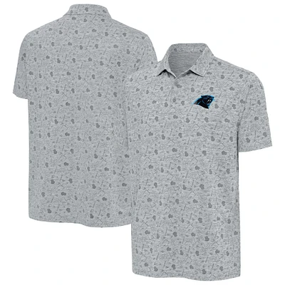 Polo Relentless Antigua Heather Grey pour homme des Carolina Panthers