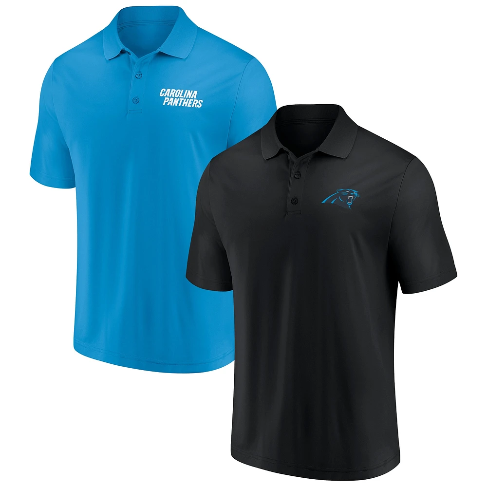 Lot de deux polos duels noirs/bleus pour hommes Carolina Panthers