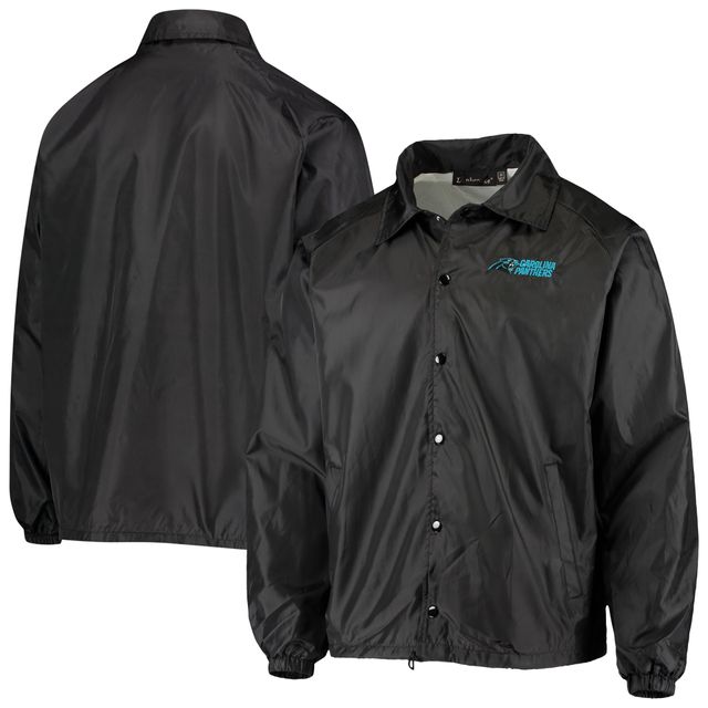 Veste coupe-vent raglan classique à boutons-pression pour hommes Black Carolina Panthers Coaches