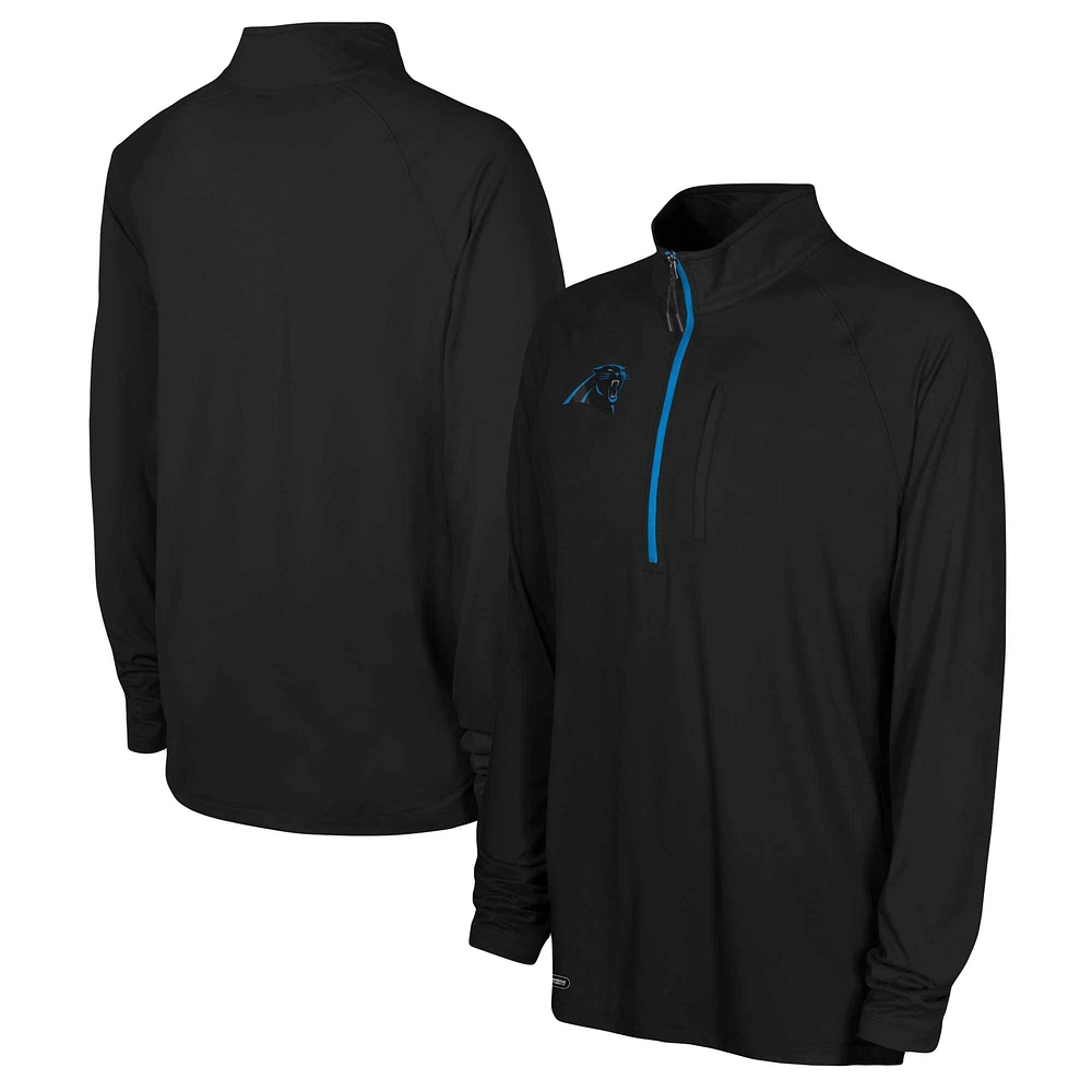 Men's Black Carolina Panthers Combine Authentic Raglan Quarter-Zip Top