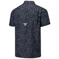 Men's Columbia PFG Black Carolina Panthers Super Slack Tide Omni-Wick Button-Up Shirt