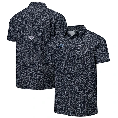 Chemise boutonnée Columbia PFG Black Carolina Panthers Super Slack Tide Omni-Wick pour homme