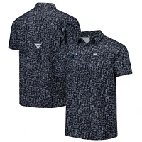 Men's Columbia PFG Black Carolina Panthers Super Slack Tide Omni-Wick Button-Up Shirt