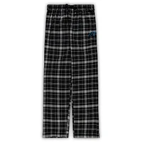 Men's Concepts Sport Black Carolina Panthers Big & Tall Lodge T-Shirt and Pants Sleep Set
