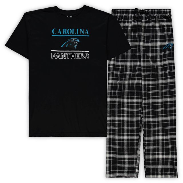 Ensemble de pyjama pour hommes Concepts Sport Black Carolina Panthers Tailles Big & Tall Lodge T-shirt et pantalon