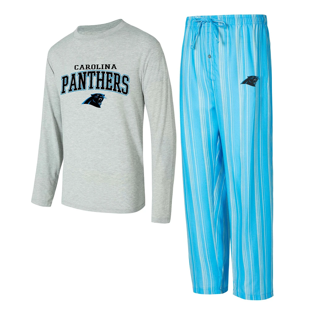 Ensemble de nuit pour homme Concepts Sport Carolina Panthers Petition avec t-shirt à manches longues et pantalon