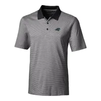 Men's Cutter & Buck Blue Carolina Panthers Helmet Forge Tonal Stripe  Stretch Polo