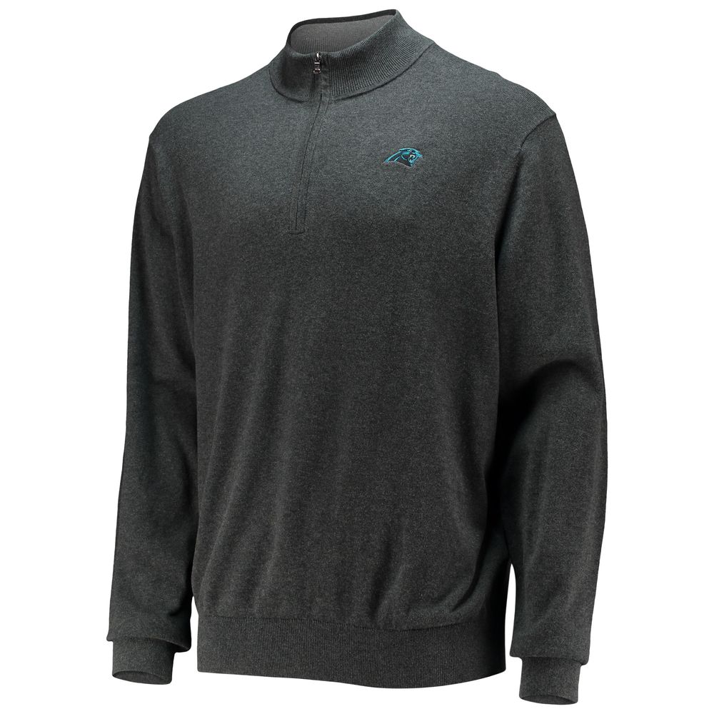 Men's Cutter & Buck Charcoal Carolina Panthers Lakemont Tri-Blend Quarter-Zip Jacket