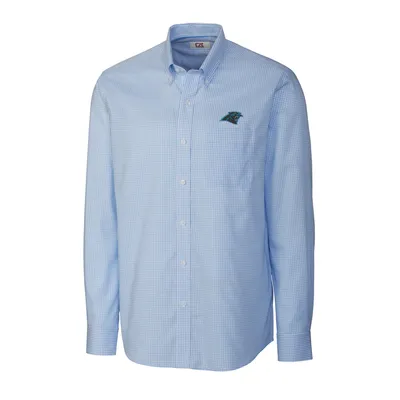 Carolina Panthers Cutter & Buck Big Tall Epic Easy Care Tattersall Long Sleeve Button Down Shirt - Light Blue