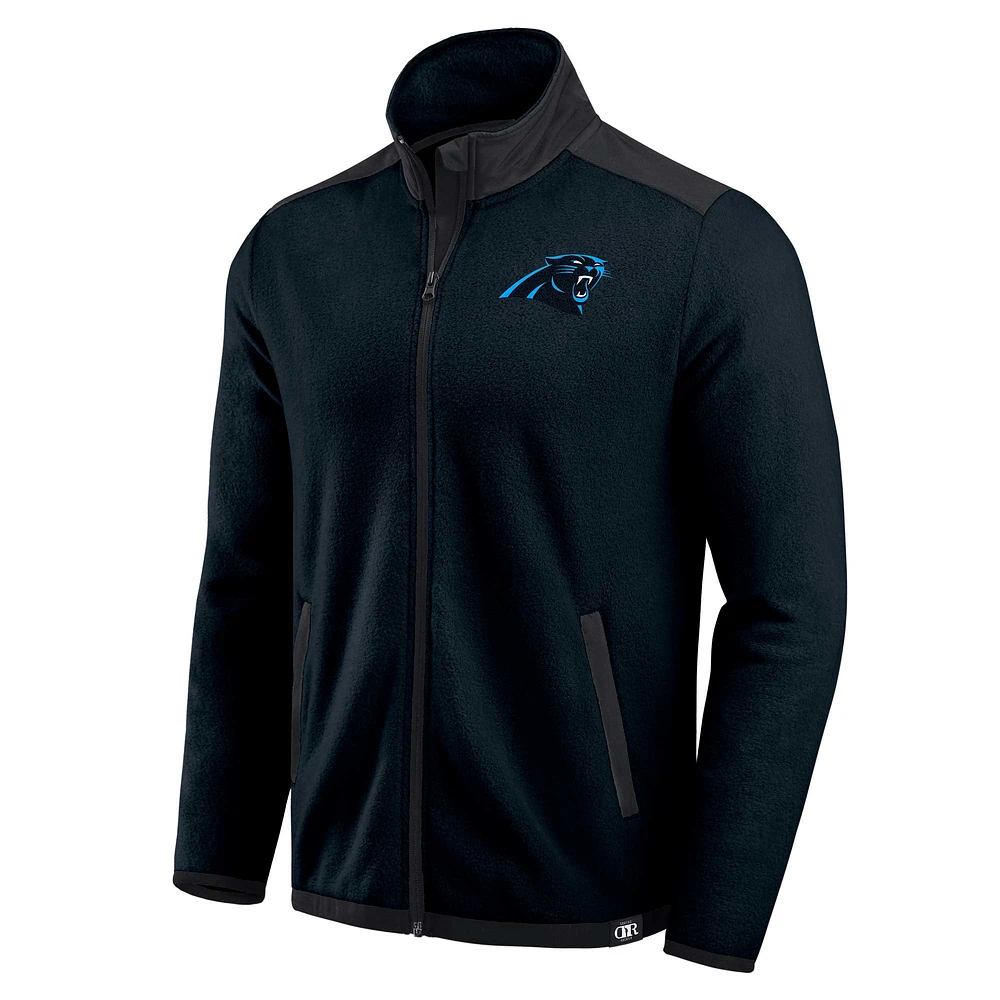 Men's Darius Rucker Collection by Fanatics Black Carolina Panthers Color Block Polar Fleece Full-Zip Jacket