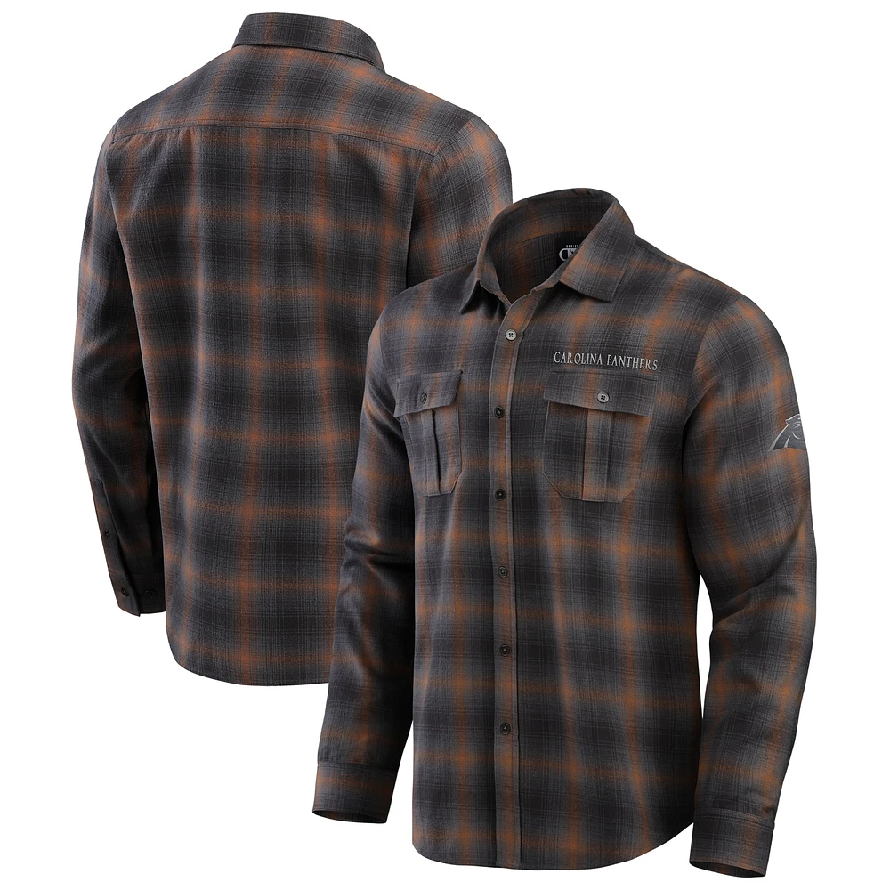 Chemise boutonnée à manches longues classique en flanelle pour homme Darius Rucker Collection by Fanatics Tan Carolina Panthers