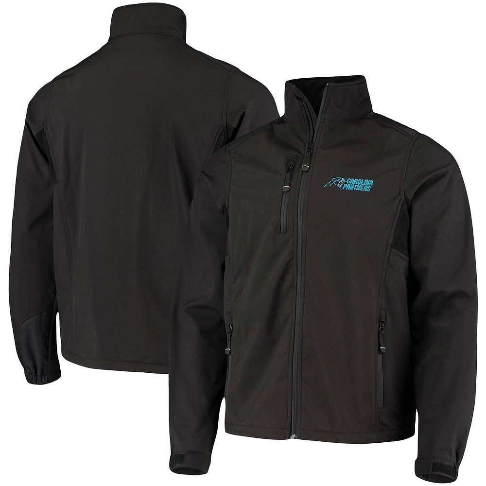 Men's Dunbrooke Black Carolina Panthers Circle Softshell Fleece Full-Zip Jacket