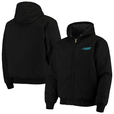 Men's Dunbrooke Black Carolina Panthers Dakota Cotton Canvas Hooded Jacket