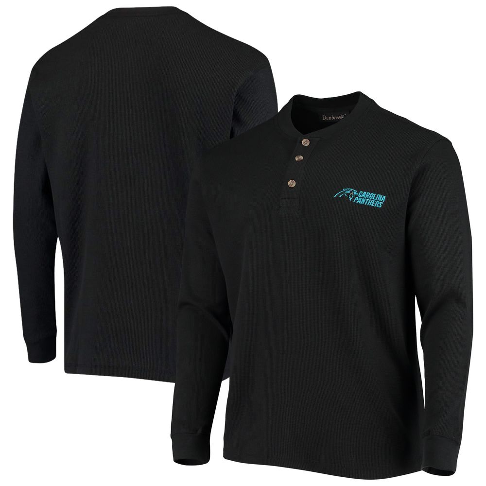 Dunbrooke Men's Dunbrooke Black Carolina Panthers Logo Maverick Thermal  Henley Long Sleeve T-Shirt