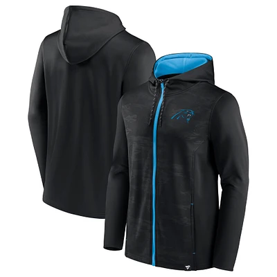 Men's Fanatics Black/Blue Carolina Panthers Ball Carrier Full-Zip Hoodie