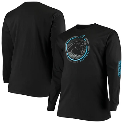 T-shirt à manches longues Fanatics Black Carolina Panthers Big & Tall Color Pop pour hommes