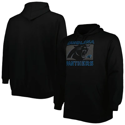 Men's Fanatics Black Carolina Panthers Big & Tall Pop of Color Pullover Hoodie