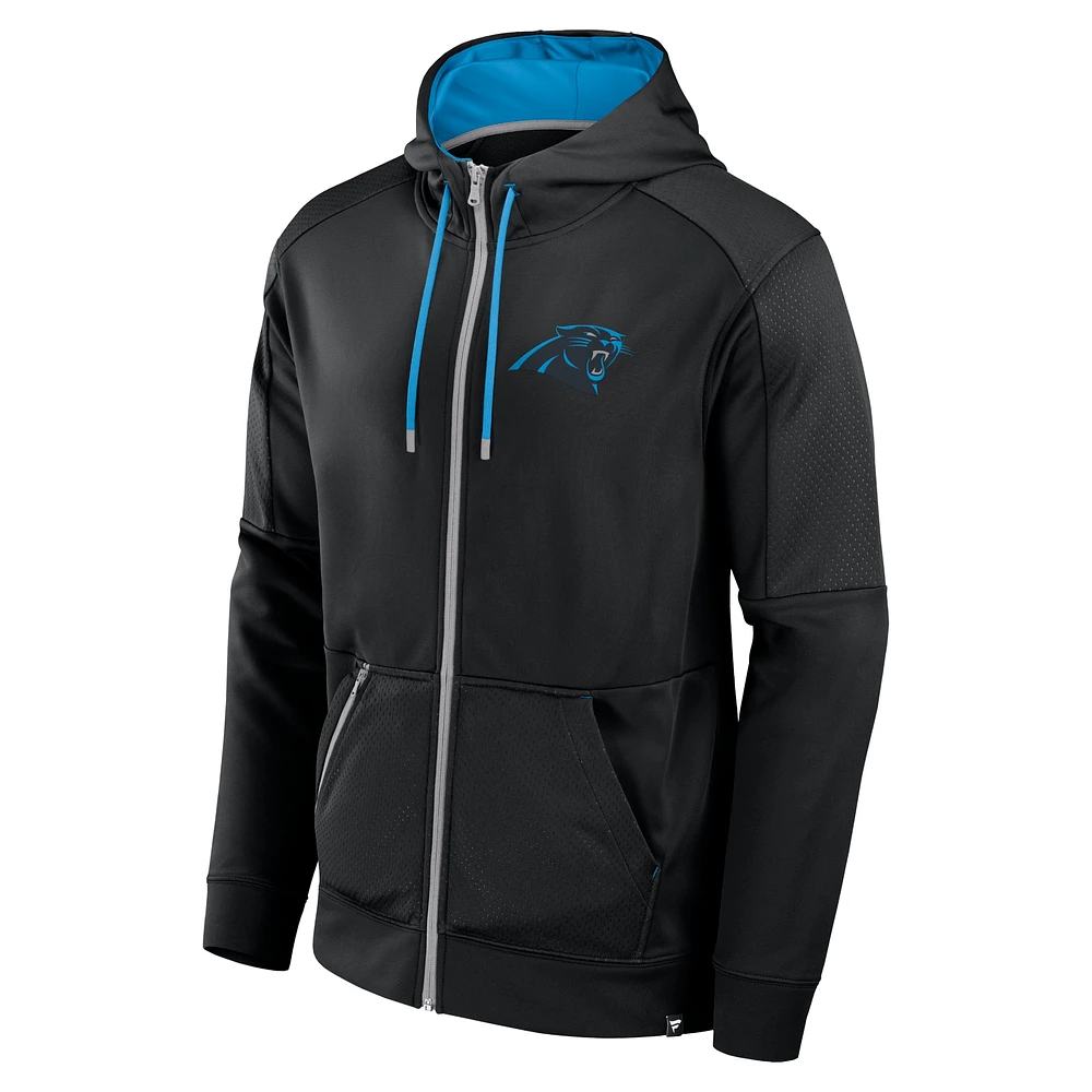 Sweat à capuche entièrement zippé Fanatics Black Carolina Panthers Defender pour hommes