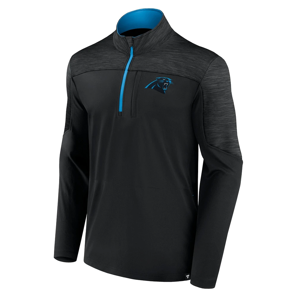 Men's Fanatics Black Carolina Panthers Defender Half-Zip Top