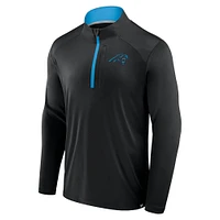 Men's Fanatics Black Carolina Panthers Defender Long Sleeve Quarter-Zip Jacket