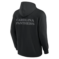 Men's Fanatics Black Carolina Panthers Elements Blaze Tri-Blend Long Sleeve Hoodie T-Shirt