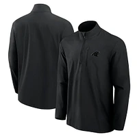 Men's Fanatics Black Carolina Panthers Front Office Micro Tonal Quarter-Zip Pullover
