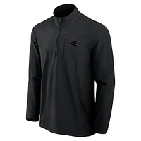 Men's Fanatics Black Carolina Panthers Front Office Micro Tonal Quarter-Zip Pullover