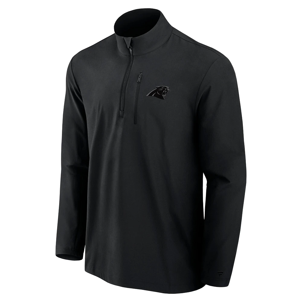 Men's Fanatics Black Carolina Panthers Front Office Woven Quarter-Zip Jacket