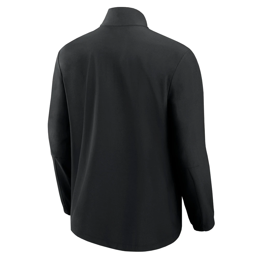 Men's Fanatics Black Carolina Panthers Front Office Woven Quarter-Zip Jacket