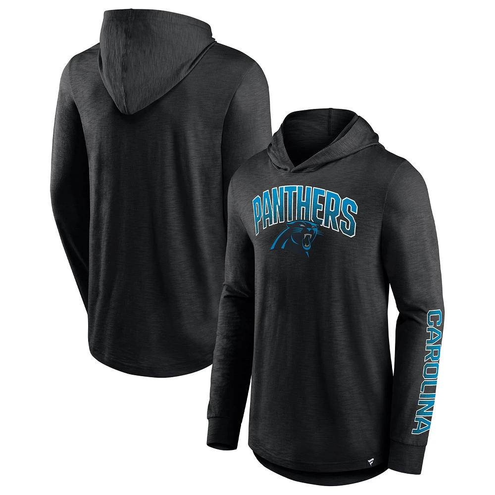 T-shirt à capuche manches longues Fanatics Black Carolina Panthers Front Runner pour hommes