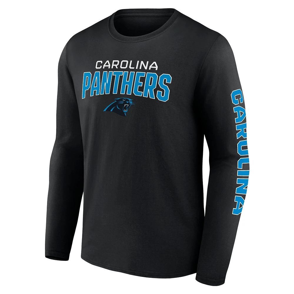 Men's Fanatics Black Carolina Panthers Go the Distance Long Sleeve T-Shirt