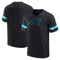 T-shirt à col en V Fanatics Black Carolina Panthers Jersey Tackle pour hommes