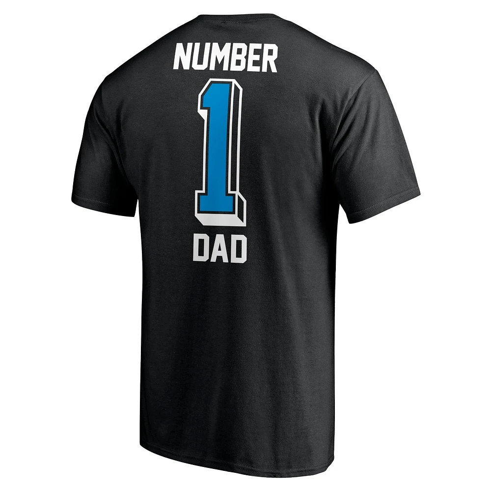 Men's Fanatics Black Carolina Panthers #1 Dad T-Shirt