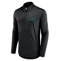 Haut à quart de zip Quarterback Fanatics Black Carolina Panthers pour hommes