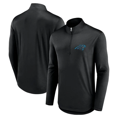 Haut à quart de zip Quarterback Fanatics Black Carolina Panthers pour hommes