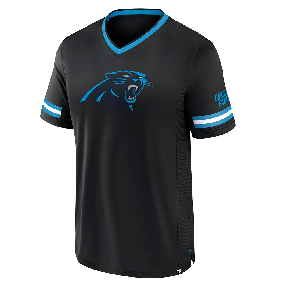 Men's Fanatics Black Carolina Panthers Stripe Stacking T-Shirt