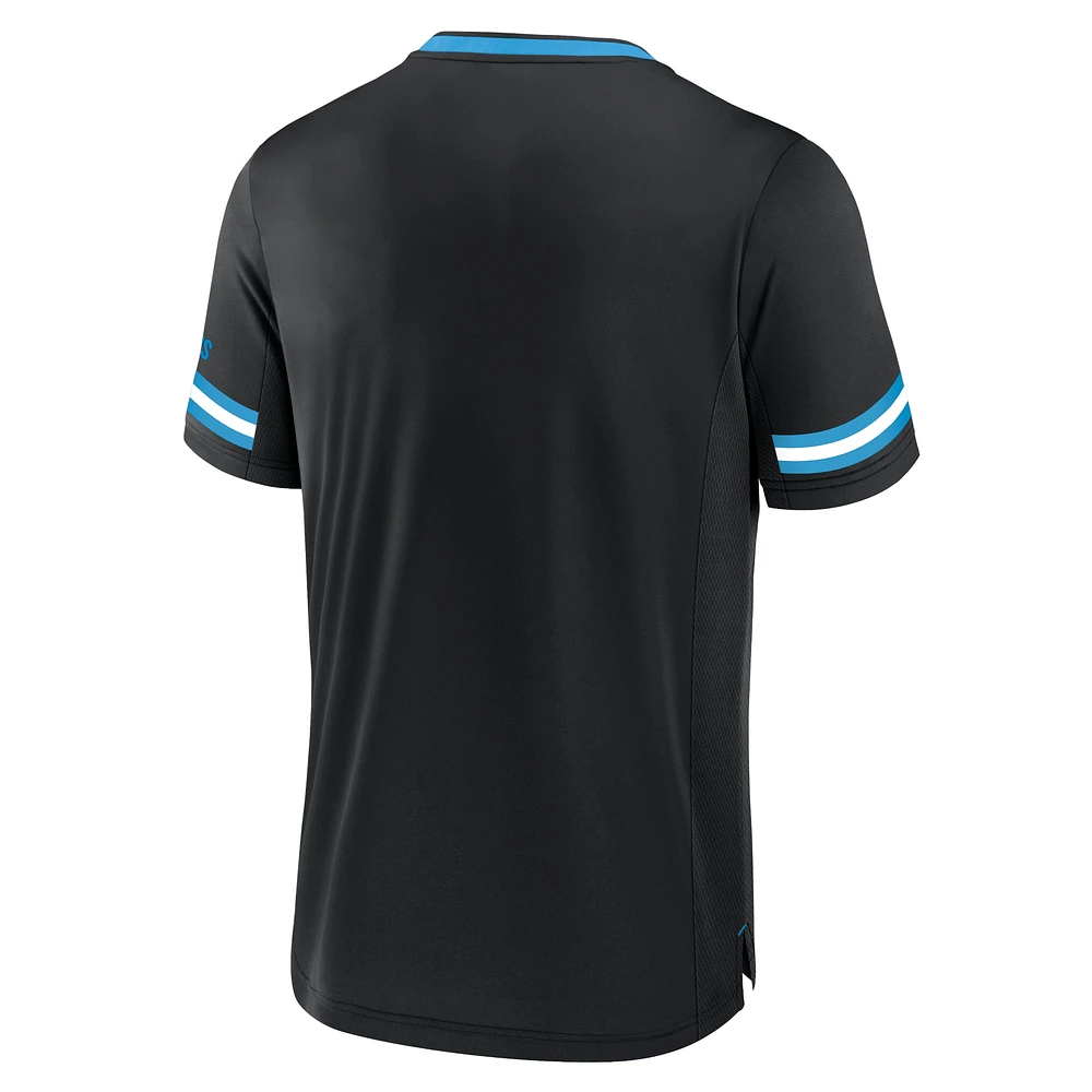 T-shirt empilable à rayures Fanatics Black Carolina Panthers pour hommes