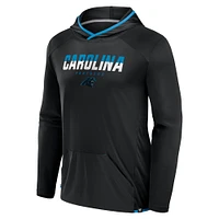 Men's Fanatics Black Carolina Panthers Transitional Defender Hoodie Long Sleeve T-Shirt