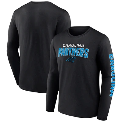 Men's Fanatics Black Carolina Panthers Wordmark Go the Distance Long Sleeve T-Shirt