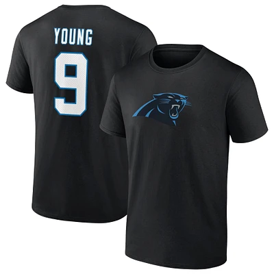 T-shirt noir Fanatics Bryce Young pour homme avec nom et numéro des Carolina Panthers